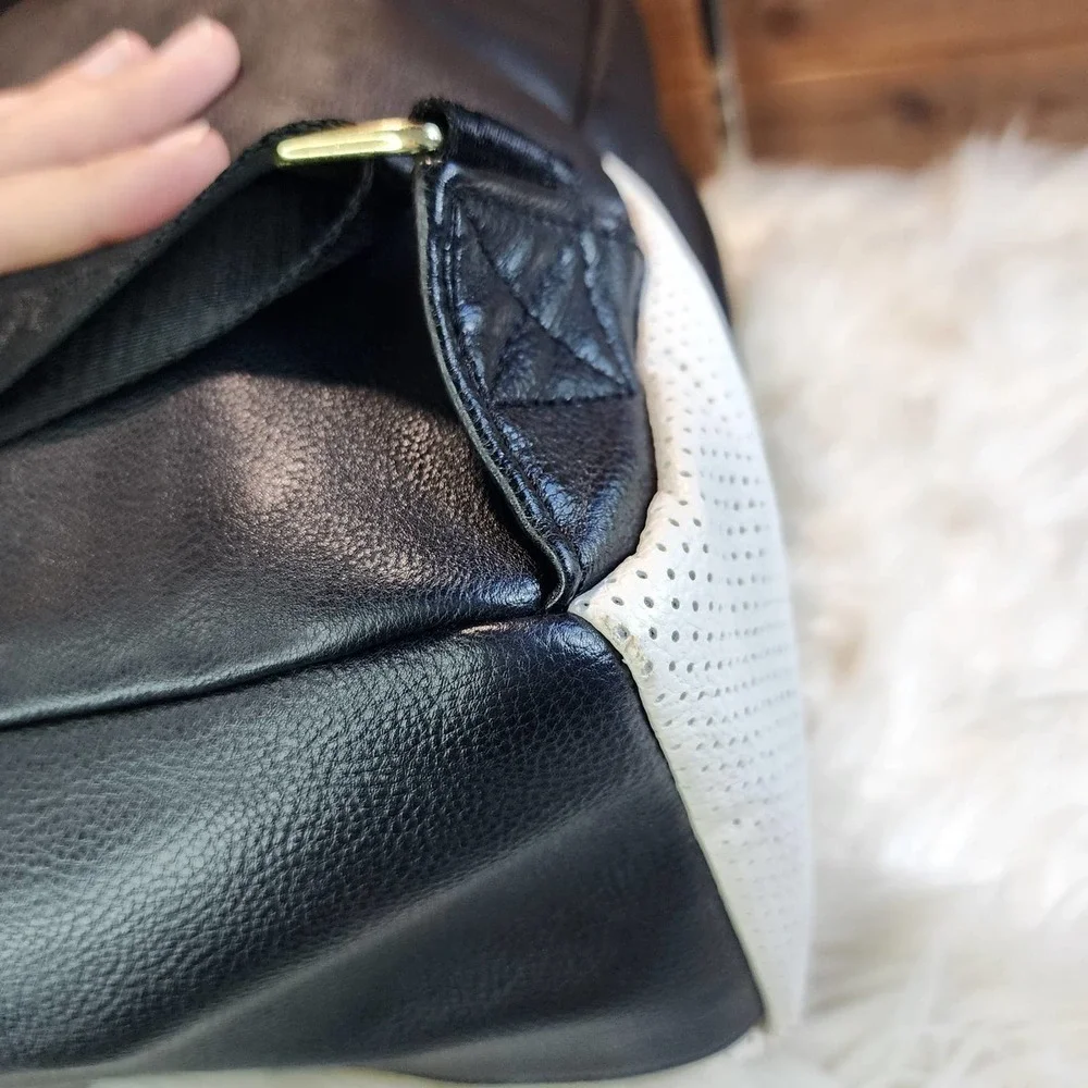 Betsey Johnson Black & White Bow Faux Leather Backpack